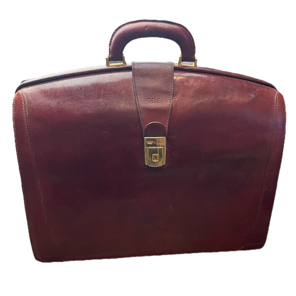 Bosca Old Leather Partners Briefcase Burgundy With Key